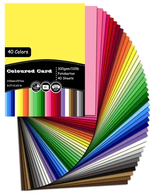 Buntes Tonpapier A4, 40 Farben, 300 g/m², Bastelkarton