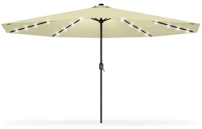 Zdjęcie produktu dla Parasol ogrodowy z korbą, kolor beżowy, 350 cm, z oświetleniem LED