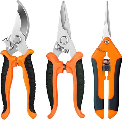 Produktbild von 3 Stück Gartenschere, Gartenschere aus Edelstahl, Rosenscherem, Pflanzenschere für Äste, Blume Obst und Gemüse, Orange