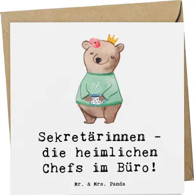 Produktbild von Mr. & Mrs. Panda Grußkarte Sekretärin Chefin - Weiß - Geschenk, faltkarte, Chefetage, Büroorganisation, Beruf, Berufspassion, Glückwunschkarte, anlasskarte, doppelkarte