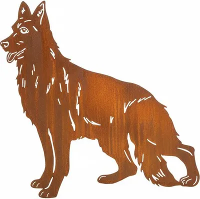 Produktbild von Edelrost Deutscher Schäferhund - Rost Deko Hund Rostfigur Gartendeko für Draußen - stabile Metall Gartenfigur aus Stahl - Wetterfest für Beet Terrasse - 45x48cm