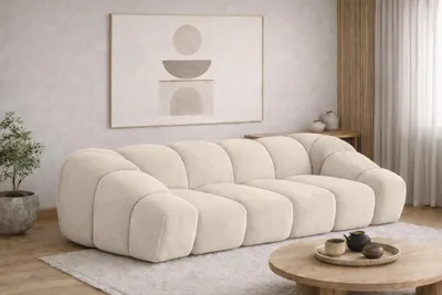 Produktbild von Kaiser Möbel Sofa 3-Sitzer modular, Veloursstoff Bluvel, Creme, CROISSANT