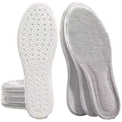 Produktbild von Innensohlen - Zwei Paar weiche Innensohlen - Innensohlen aus Schaumgummi - Natürliche warme Innensohlen - Dicht wollenes Material, geeignet für den Winter - Warm und bequem, geeignet für kalte Füße, grau, Größe 43-44