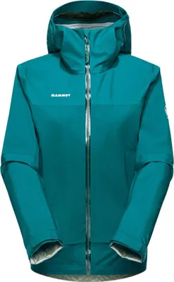 Türkisfarbene Mammut Ducan Guide HS Hooded Jacket mit Kapuze und durchgehendem Reißverschluss