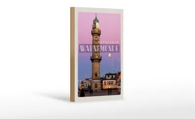 Produktbild von Holzschild Reise 12x18 cm Travemünde Strand Leuchtturm Urlaub