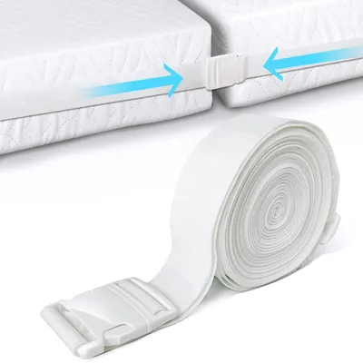 Productafbeelding van Matraswig bedbrug - Matrashouder - Sjorriem 5 cm x 1250 cm - Wit - Voor tweepersoonsbed
