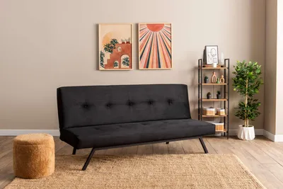 Produktbild von Hanah Home, Zola - Black, 3-Sitzer-Schlafsofa, Schwarz, 100% POLYESTER, 78 x 64 x 180 cm