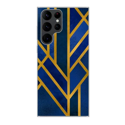 Produktbild von MuchoWow® Handyhülle Schutzhülle Hülle für Samsung Galaxy S22 Ultra Gold - Blau - Luxus Silikon Softcase Handy Hülle - Abbildung