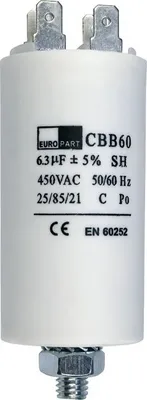 Produktbild von easyPART passend für 021063 EUROPART Anlauf Kondensator mit Steckfahnen 6,30 µF 450 V ua. für elektrische Hausgeräte