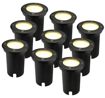 Produktbild von Ledvion 9er Set LED Bodenstrahler Außen IP67 3W 230V 345Lm 2700K GU10 weiss