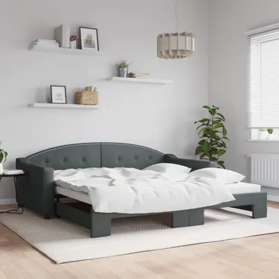 Image de Maison Exclusive - Canapé-lit convertible gris foncé 100 x 200 cm en tissu