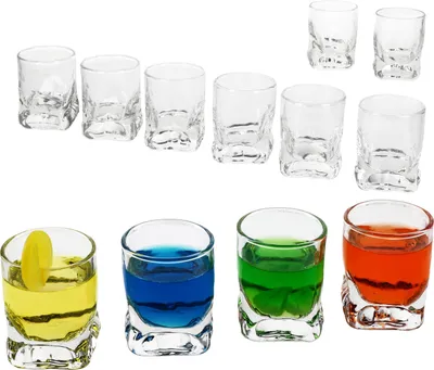 Produktbild von 12x Frosty Schnapsgläser 2cl 4cl Shotglas Pinnchen Stamper schwerer Boden Relief