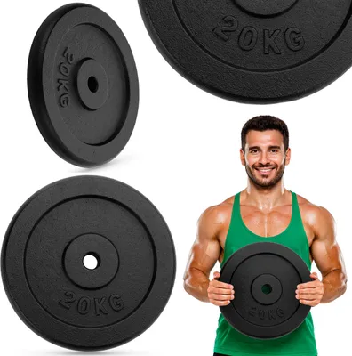 Produktbild von Gymtek® Hantelscheibe - 20 kg Gewichte, ⌀30 mm - Gewichtsscheibe, Hantelgewichte, Fitness Scheibe - Krafttraining, Home Gym, Fitness