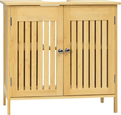 Produktbild von EUGAD Waschbeckenunterschrank aus Bambus, Verstellbarer Einlegeboden, 60x60x30cm