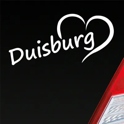 Produktbild von Auto Aufkleber Duisburg Ruhrgebiet Herz Stadt City Liebe Love 17x8 cm Weiss Matt Sticker Heckscheibenaufkleber