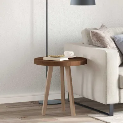 Obrázek produktu pro Maison Exclusive – Deska stolu, průměr 50 cm, výška 4 cm, kulatý tvar, masivní dřevo, dub, tmavě hnědá barva