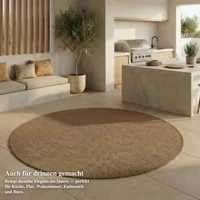 Immagine prodotto di Tappeto per interni ed esterni - Tappeto resistente alle intemperie per balcone, terrazza, giardino, soggiorno, cucina - Resistente ai raggi UV e all'acqua - Dimensioni 80 x 80 cm, marrone-tortora