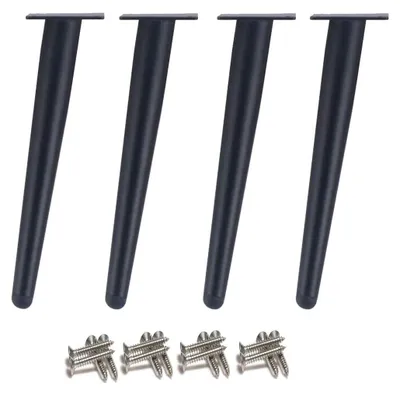 4er-Set Kegel-Möbelbeine, Edelstahl, schwarz, 40 cm
