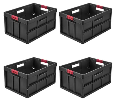 Image de keeeper, coffres pliables professionnels, lot de 4, 45 litres, gris graphite