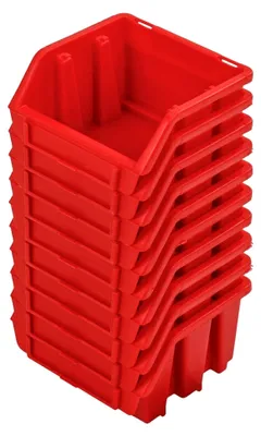 Produktbild von Stapelboxen Set – 10x Stapelbox für Werkzeugwand 115 x 75 x 118 mm – Sichtbox Stapelkasten Stapelbox Lagerbox, Rot