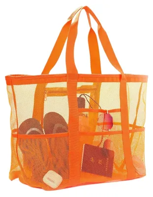 Produktbild von Strandtas Mesh groß, faltbar, mit Taschen und Reißverschluss, 1 Stück, für den Strand