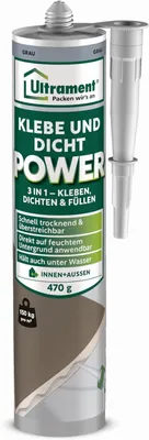 Produktbild von Ultrament Klebe‑ und Dichtpower 470 g Grau | 3‑in‑1 Kleben, Dichten & Füllen | MS‑Polymer, UV‑beständig, dauerelastisch, für Innen & Außen