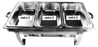 Produktbild von Edelstahl Chafing Dish Set mit 2 Brennpasten à 200g, zum Warmhalten und Kühlen von Speisen, Rechaud für Catering, Buffet und private Feiern