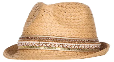 Produktbild von Trilby Hut mit Strasssteinen, luftig, wasserunempfindlich, Rand 3,5 cm, Höhe 12 cm