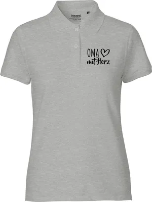 Produktbild von Huuraa Damen Polo Shirt Oma mit Herz S Sport Grey Bio Baumwolle Fairtrade Poloshirt Geschenkidee