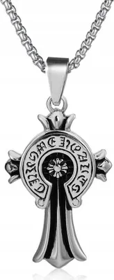 Produktbild von Halskette Silber Stahl Keltisches Kreuz Rune 373