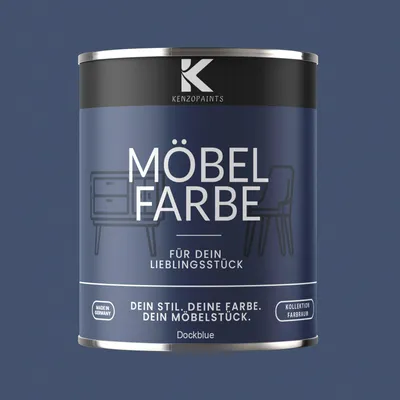 Produktbild von Kenzopaints 750ml Möbelfarbe Möbellack Buntlack Farbraum - Dockblue