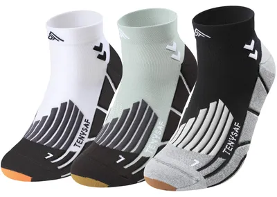 Produktbild von Lounwee Kompressions Laufsocken Herren: 360° Support Fußgewölbe – Größe 39-42, A-White Gray Black