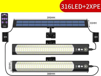 Produktbild von Solar-LED-Lampe, draagbare, bewegungsschaltbare, solar-betriebene, hellheller, außenleuchte, für Terrasse, Garage und Garten, modell 2