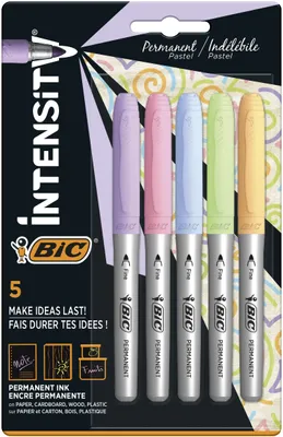 Obrázek produktu pro Permanentní Markér 5 Pastelových Barví Intensity Pro Různé Povrchy Bic