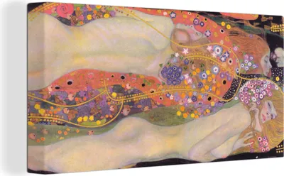Produktbild von MuchoWow® - Leinwandbilder - Wasserschlangen II - Gemälde von Gustav Klimt, Wandbild, Wanddeko Bilder Wohnzimmer, 120x80 cm
