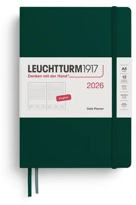 Produktbild von LEUCHTTURM1917 372776 Tageskalender Medium (A5) 2026, Forest Green, Englisch