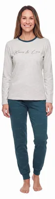 Imagen del producto de Pijama de algodón polar de manga larga para mujer, marca Kisses&Love, modelo KLP2