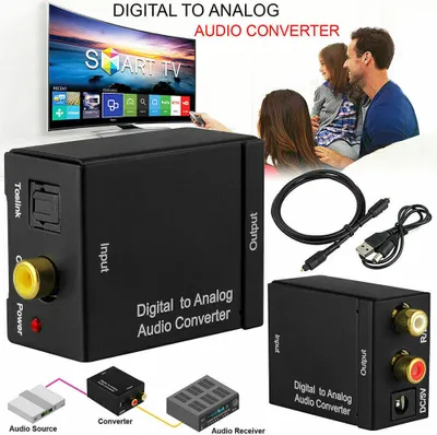 Produktbild von Optisch Koaxial Toslink Digital zu Analog Audio Konverter Adapter RCA L/R Kabel