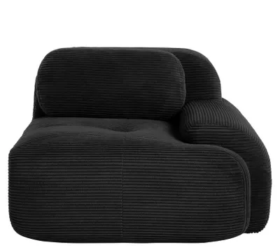 Image de Canapé d'angle en velours côtelé Hamlet RSF, élément d'angle modulaire avec coussins, 104 x 103 x 75 cm, noir