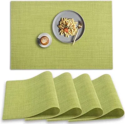Immagine prodotto di Copritavolo in PVC, antiscivolo, resistente al calore, vinile lavabile, verde, 4 pezzi