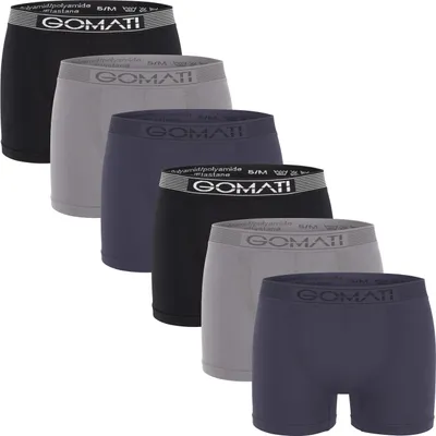Produktbild von Gomati Herren Seamless Pants (6er Pack) Nahtlose Boxershorts aus Microfaser-Elasthan - Grey Tones L