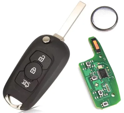 Produktbild von Voll programmierbarer Autoschlüssel, Techstar im Taschenmessermodell, 3 Tasten, kompatibel mit Opel Astra K 2015–2021 – 434 MHz, Chip ID46 PCF7961E, Klinge HU100