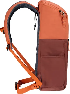 Side view of a backpack.