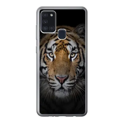 Produktbild von MuchoWow® Handyhülle Schutzhülle Hülle für Samsung Galaxy A21s Tiger - Wildtiere - Porträt - Schwarz - Tiere Silikon Softcase Handy Hülle - Hartschale