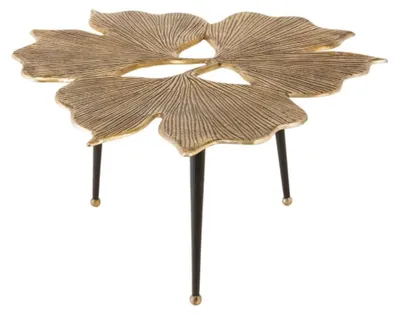 Produktbild von Tablettisch LOTUSIA in Gold 75 cm – Skulpturales Blumendesign aus Aluminium