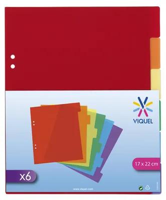 Obrázok produktu pre Viquel Plastové rozdeľovače s 6 priehradkami, formát A5 – viacfarebné