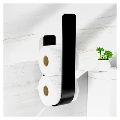 Produktbild von Toilettenpapier Aufbewahrung Schwarz, Selbstklebender Toilettenpapierhalter, Klorollenaufbewahrung Für 3 Rollen, Ersatzrollenhalter