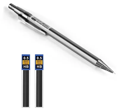 Immagine prodotto di Set di matite a grafite metalliche da 0,5 mm con 2 mine HB, ideali per scrivere e disegnare