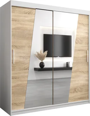 Produktbild von Kleiderschrank, Schiebetürenschrank Schlafzimmer, Schrank mit Spiegel RHOMB 180 cm