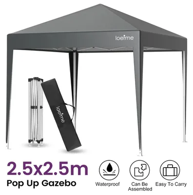 Produktbild von Pop Up Pavillon - Faltpavillon - 2,5 x 2,5 m - Wasserdicht - UV-Schutz - Stahlgestell - Grau ohne Seitenwände